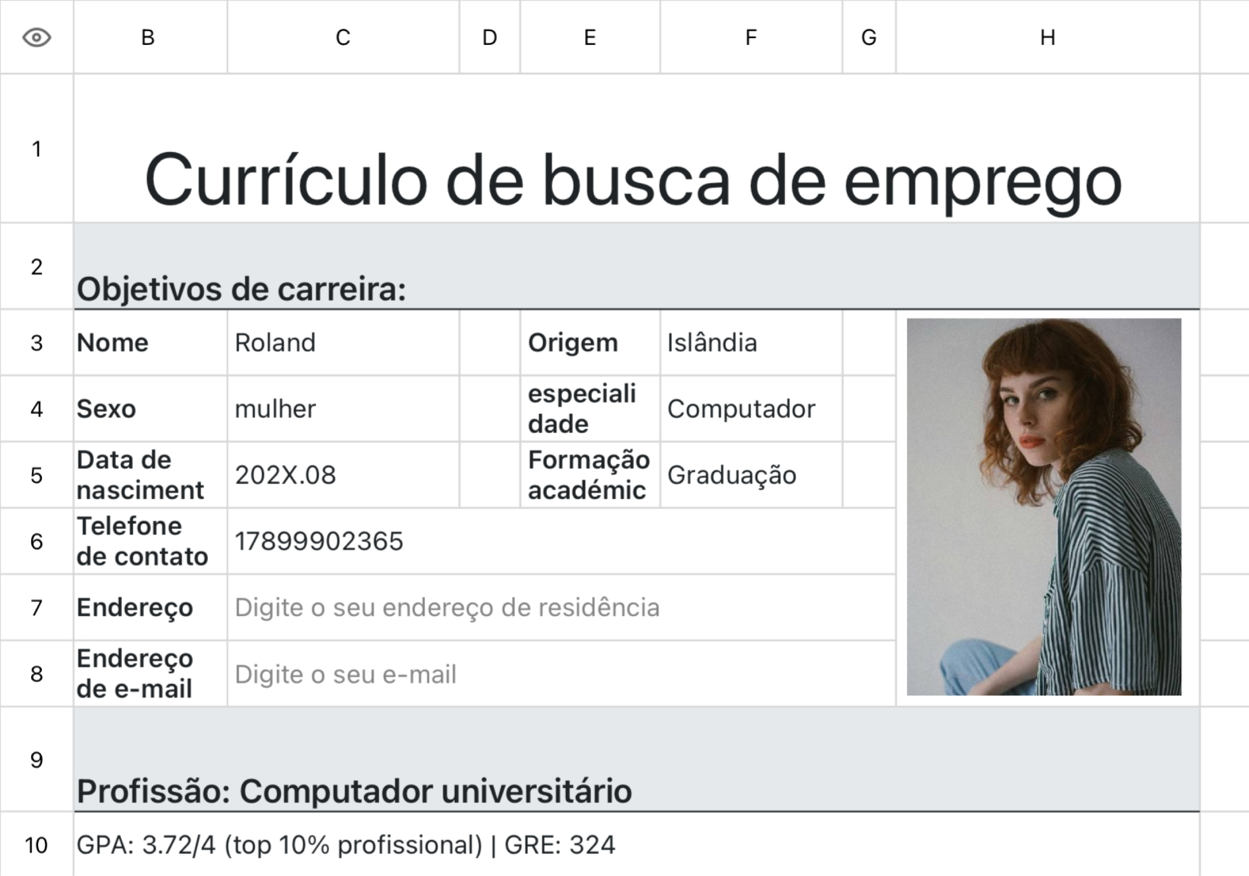 Currículo de busca de emprego